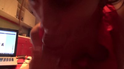 Schoolgirl sucking her brother while no one's home